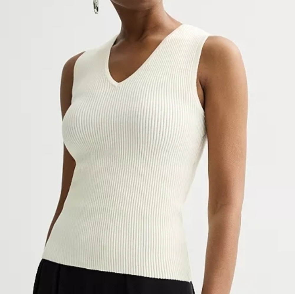 Debut Ivory Ribbed Sleeveless Top
